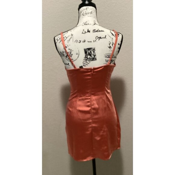 Forever 21 Coral Satin Wrap Dress With Spaghetti Straps Size S - Picture 5 of 6